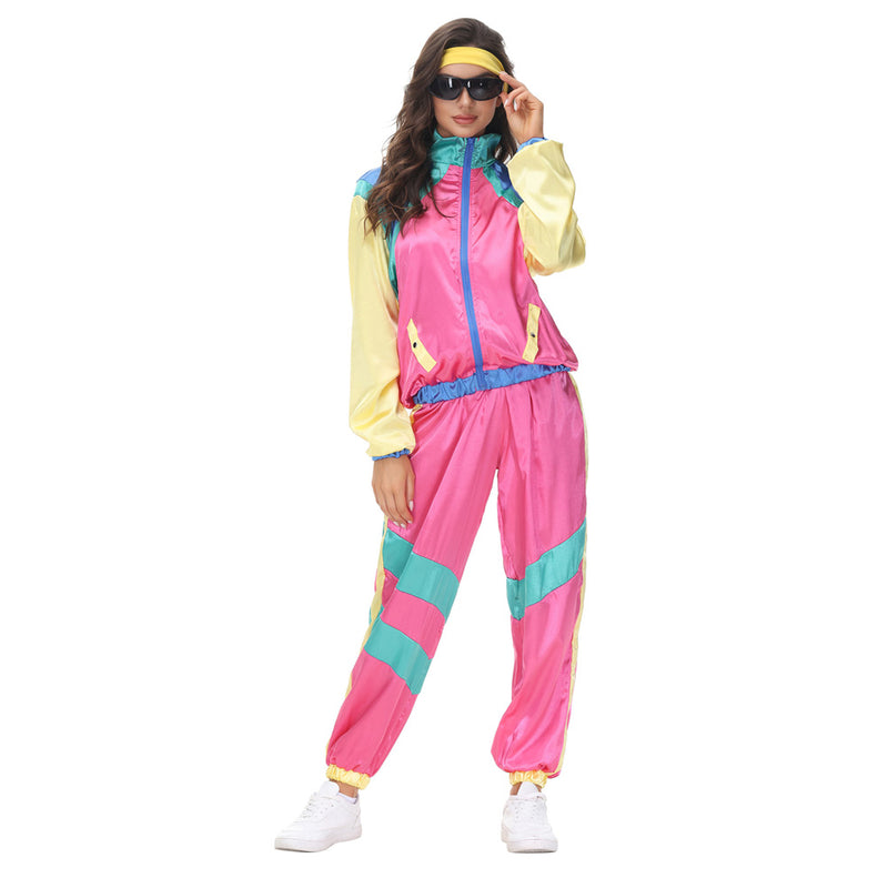 80s 90s Retro Disco Costumes Halloween Women Fashion Hippie Tracksuit Costume Party Adult Dress Up Hip Hop Outfits