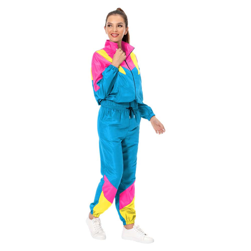 80S 90S Retro hip-hop  Cosplay Costume Adult Women  Jacket Pants Sportwear Outfits Halloween Carnival Party Suit 80s women tracksuit