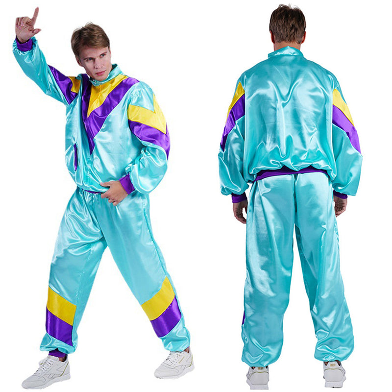 80S 90S Retro hip-hop Tracksuit Cosplay Costume Adult Jacket Pants Sportwear Outfits Halloween Carnival Party Suit