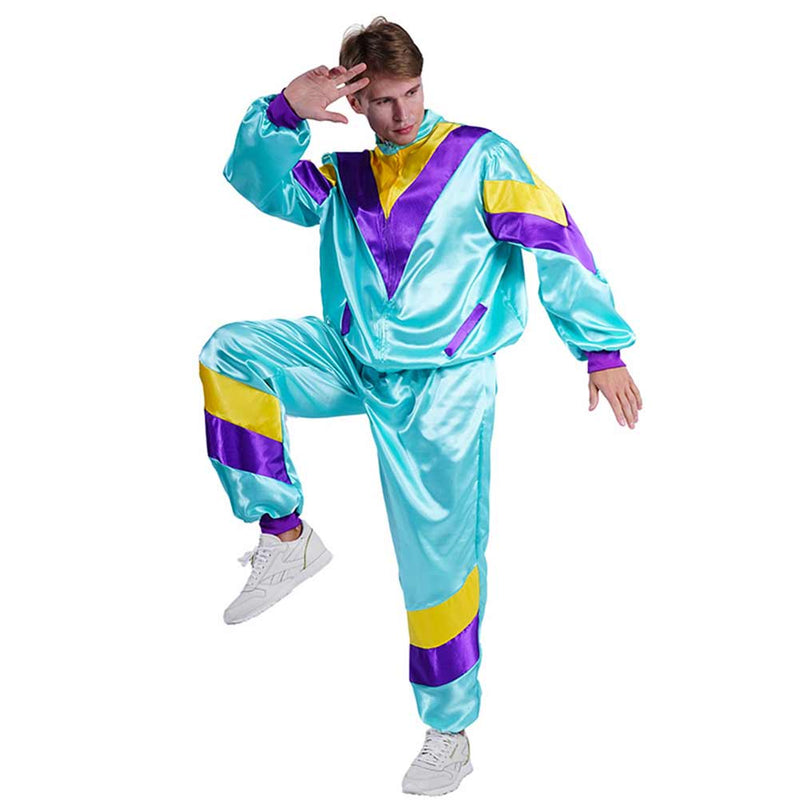 80S 90S Retro hip-hop Tracksuit Cosplay Costume Adult Jacket Pants Sportwear Outfits Halloween Carnival Party Suit