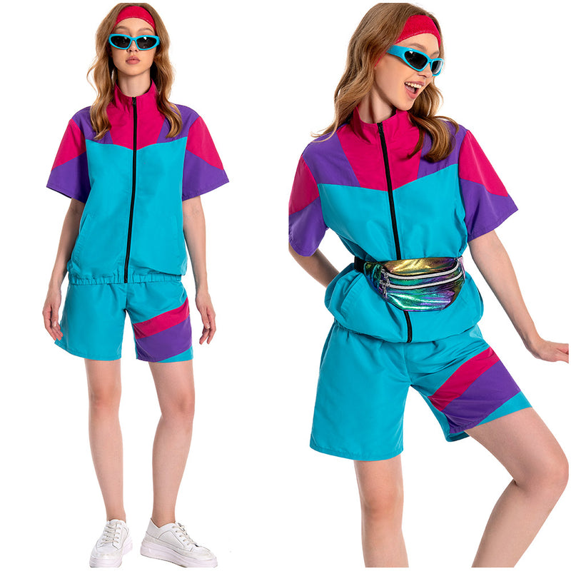 80s 90s Track Suits Set Cosplay Costume Outfits Halloween Carnival Suit Women's 2 Piece Outfits women jogging suits 2 piece set