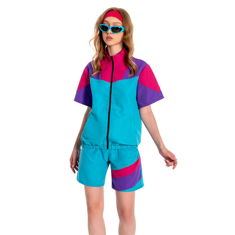 80s 90s Track Suits Set Cosplay Costume Outfits Halloween Carnival Suit Women's 2 Piece Outfits women jogging suits 2 piece set