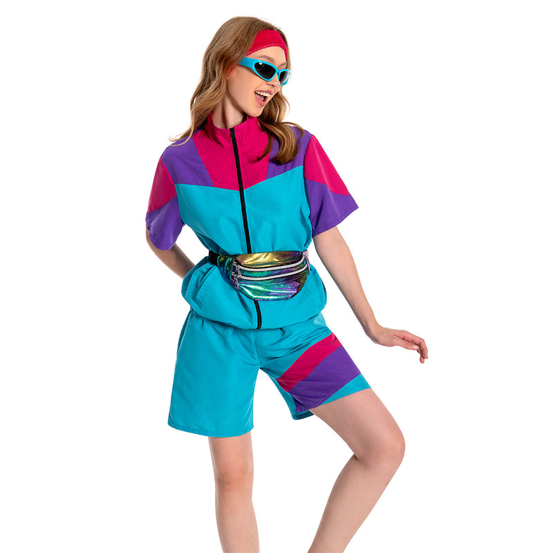 80s 90s Track Suits Set Cosplay Costume Outfits Halloween Carnival Suit Women's 2 Piece Outfits women jogging suits 2 piece set