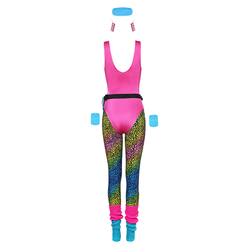 80s Workout Costume Cosplay Costume Outfits Halloween Carnival Suit Outfit for Women 80s 80s Accessories Set