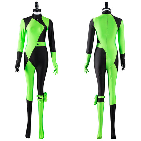 VeeGet VeeGet Kim Possible Shego Adult Jumpsuit Halloween Carnival Suit Outfits Cosplay Costume