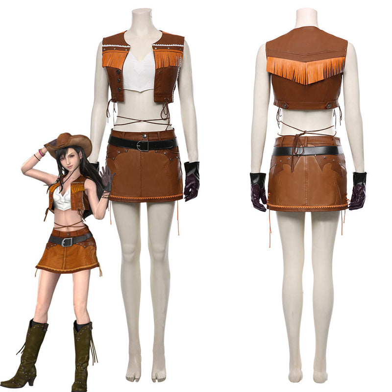 VeeGet Final Fantasy VII Remake Tifa Lockhart The Cowboy Suit Halloween Carnival Costume Cosplay Costume