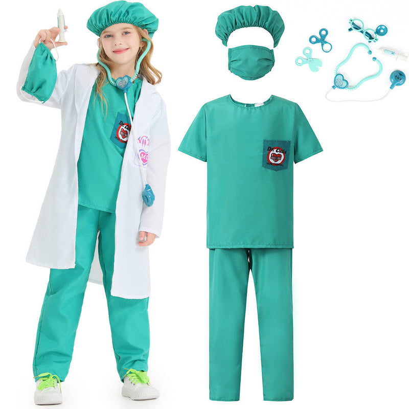 VeeGet Doctor Green Kids Cosplay Costume Outfits Halloween Carnival Party Disguise Suit