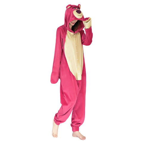 VeeGet VeeGet Toy Story 3 Lotso Strawberry Bear Pajama Sleepwear Christmas Halloween Cosplay Costume