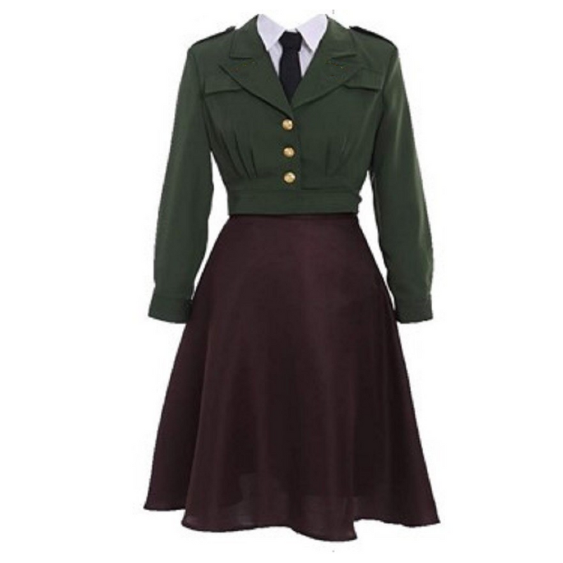 VeeGet VeeGet Captain America: The First Avenger Margaret Peggy Carter Green Agent Suit Cosplay Costume SMan