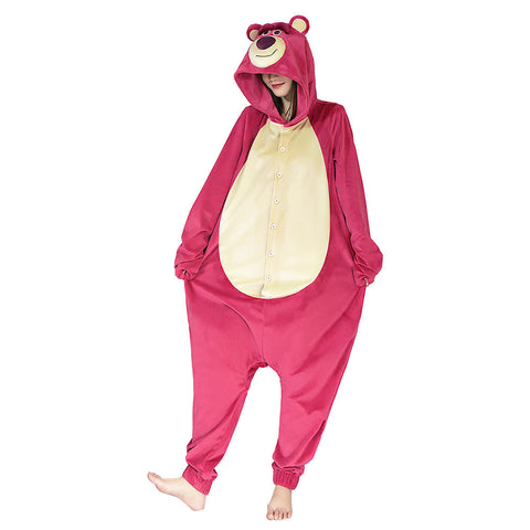 VeeGet VeeGet Toy Story 3 Lotso Strawberry Bear Pajama Sleepwear Christmas Halloween Cosplay Costume