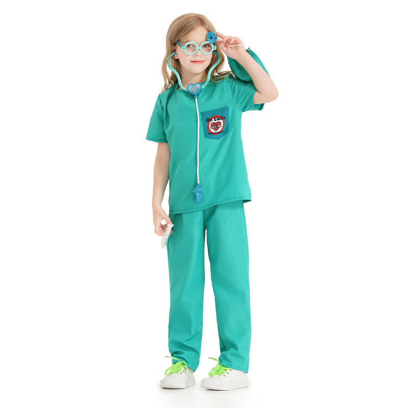 VeeGet Doctor Green Kids Cosplay Costume Outfits Halloween Carnival Party Disguise Suit BoysKidsCostume