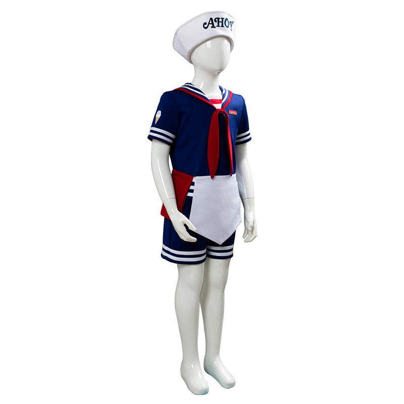 VeeGet VeeGet Stranger Things 3 Scoops Ahoy Steve Harrington Kids Children Uniform Cosplay Costume  TV