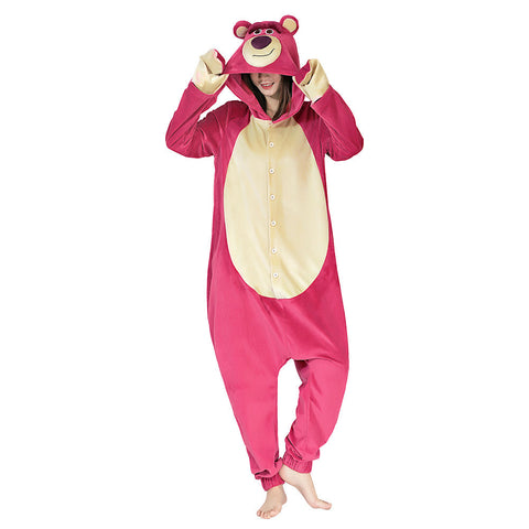 VeeGet VeeGet Toy Story 3 Lotso Strawberry Bear Pajama Sleepwear Christmas Halloween Cosplay Costume