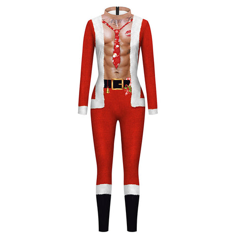 Adult Christmas Muscle Bodysuit Cosplay Costume Jumpsuit Halloween Carnival Suit