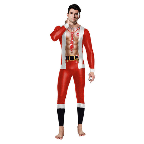 Adult Christmas Muscle Bodysuit Cosplay Costume Jumpsuit Halloween Carnival Suit