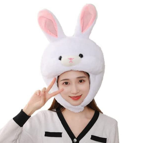 Adult Women Plush Ears Hood Hat Cute Rabbit Eastern Cosplay Costume Accessory Headwear Halloween Party Props