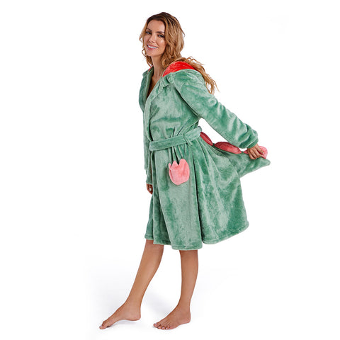 Adults Animal Pajamas Cartoon Dinosaur  Bathrobe Women Men Warm Flannel Sleepwear Robe Gown