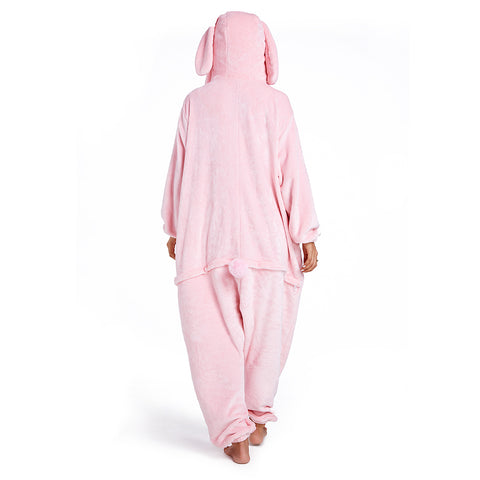 Adults Animal Pajamas Cartoon Rabbit Onesies Women Men Warm Flannel Hooded Sleepwear