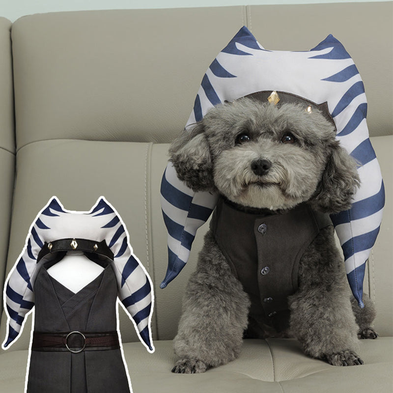 Ahsoka Cosplay Costume Pet Clothes Outfits Halloween Carnival Party Suit