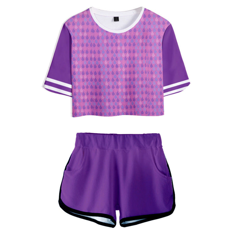 VeeGet Amber Wade  Kids Children Cosplay Short Sleeve Purple Top Casual Street T-shirt