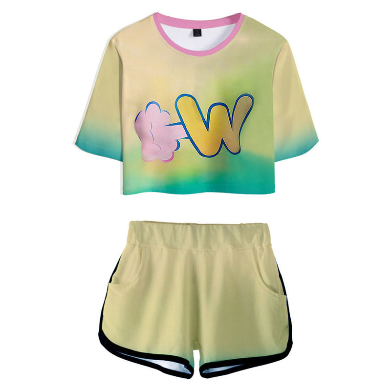 VeeGet Amber Wade Kids Children Cosplay Yellow Short Sleeve Top Casual Street T-shirt