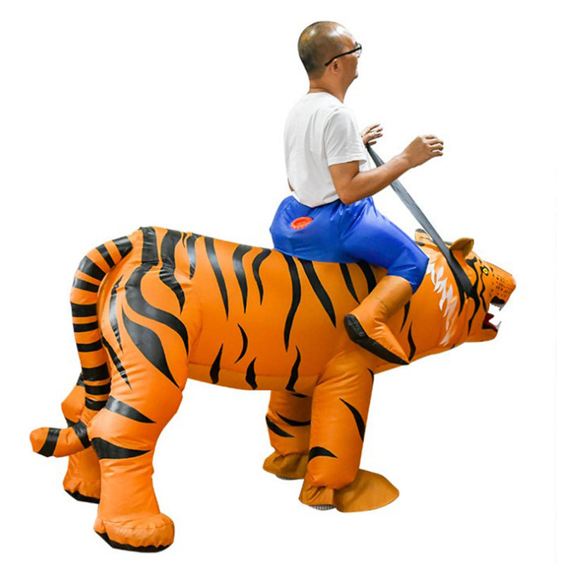 Animal Brown Tiger Inflatable Costumes Halloween Cosplay Costume Half Body Party Role Play Mascot for Adult