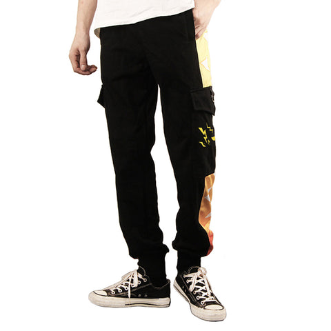 Anime Demon Slayer Kimetsu no Yaiba  Agatsuma Zenitsu Cosplay 3D Printed Pocket Cargo Casual Loose Trousers Overalls