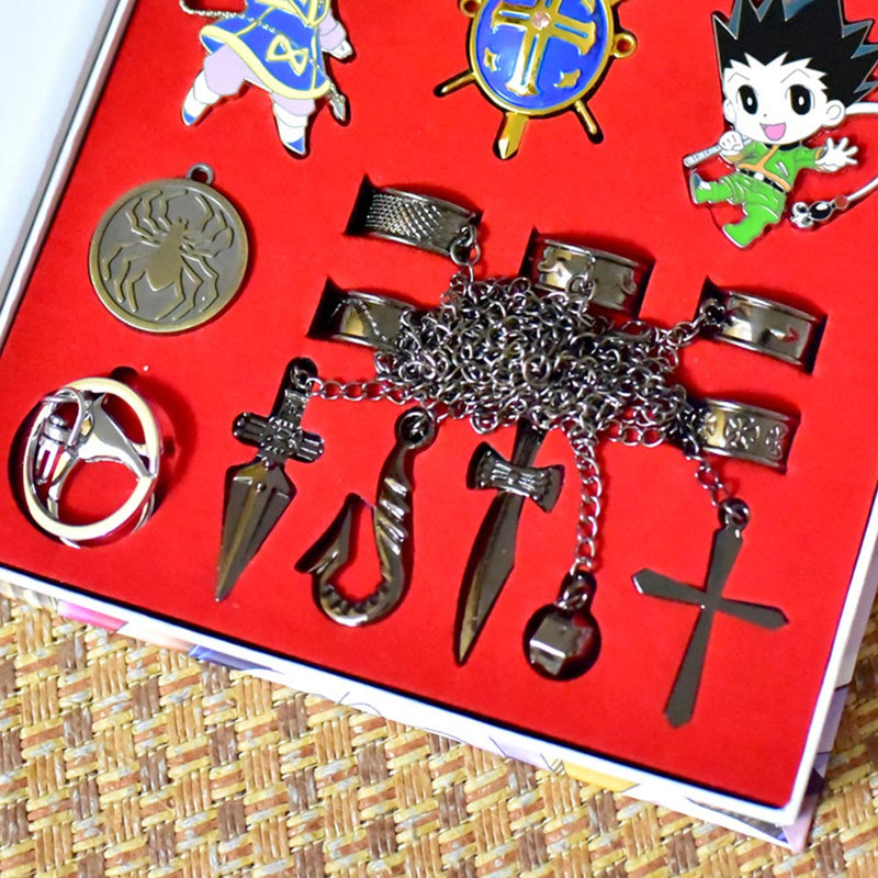 Anime Hunter X Hunter Badges Keychains Necklaces Pendant Set Cosplay Prop Collection Accessories Gifts Box Toys