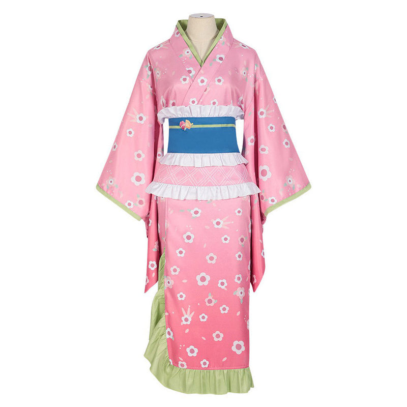 Anime Kanroji Mitsuri Women Pink Kimono Party Carnival Halloween Cosplay Costume