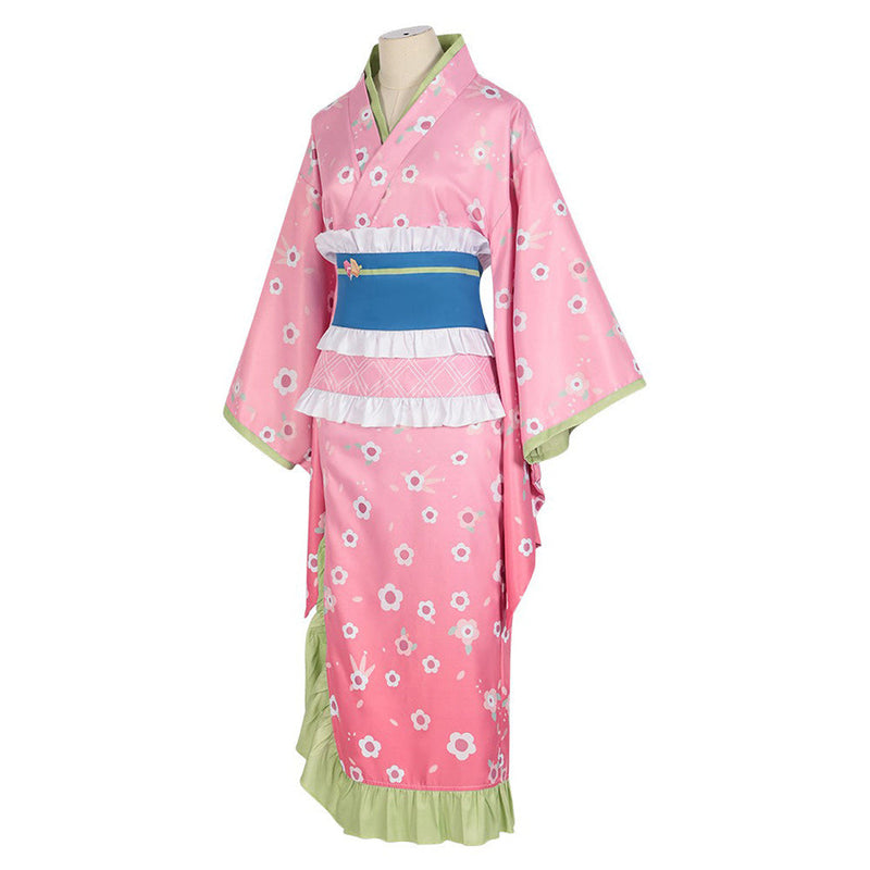 Anime Kanroji Mitsuri Women Pink Kimono Party Carnival Halloween Cosplay Costume