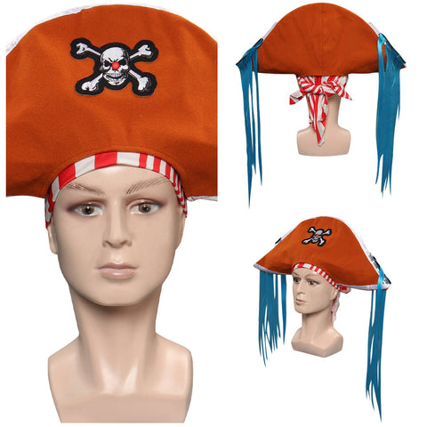 Anime One Piece Buggy Orange Pirate Hat Headgear Party Carnival Halloween Cosplay Accessories