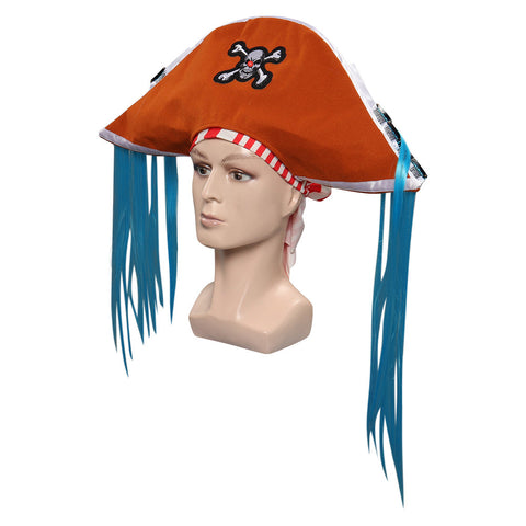 Anime One Piece Buggy Orange Pirate Hat Headgear Party Carnival Halloween Cosplay Accessories