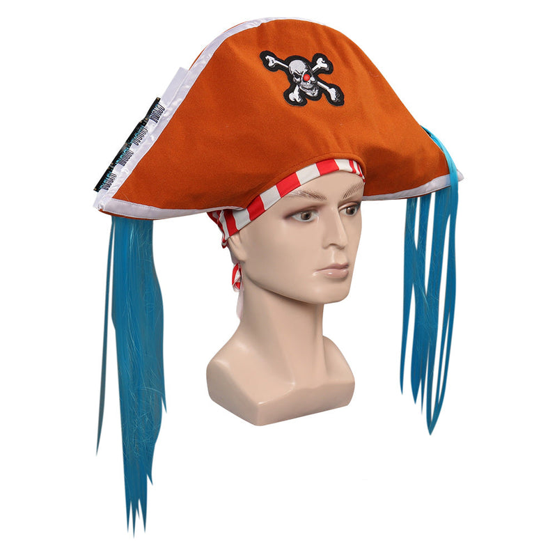 Anime One Piece Buggy Orange Pirate Hat Headgear Party Carnival Halloween Cosplay Accessories