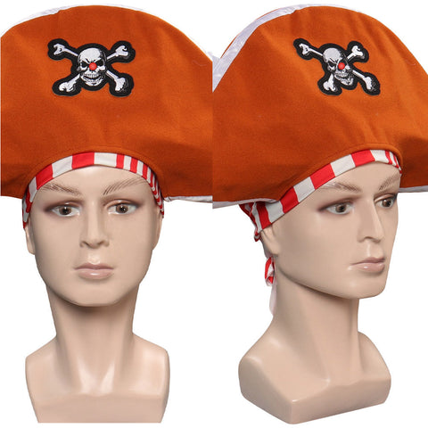 Anime One Piece Buggy Orange Pirate Hat Headgear Party Carnival Halloween Cosplay Accessories