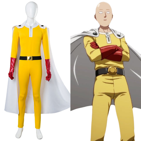 Anime One Punch Man Cosplay Saitama Costume Jumpsuits Outfit Full Sets Custom Made Halloween Carnival Suit