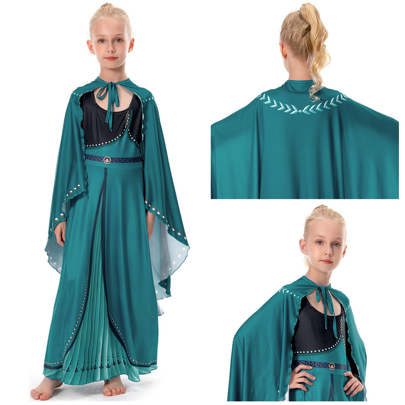 Anna Princess Dress Cloak Costume Halloween Christmas Kids Party Dresses Holiday Girls Clothing