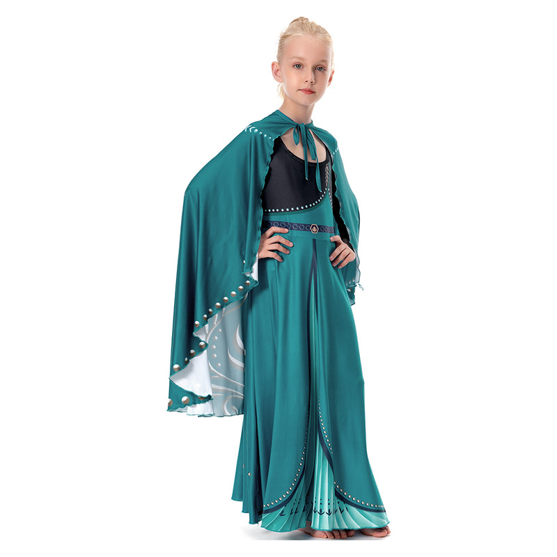 Anna Princess Dress Cloak Costume Halloween Christmas Kids Party Dresses Holiday Girls Clothing