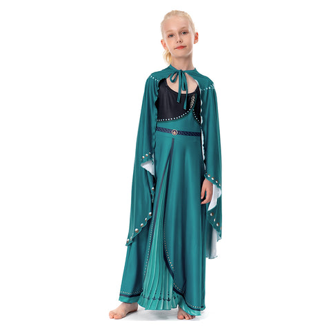 Anna Princess Dress Cloak Costume Halloween Christmas Kids Party Dresses Holiday Girls Clothing