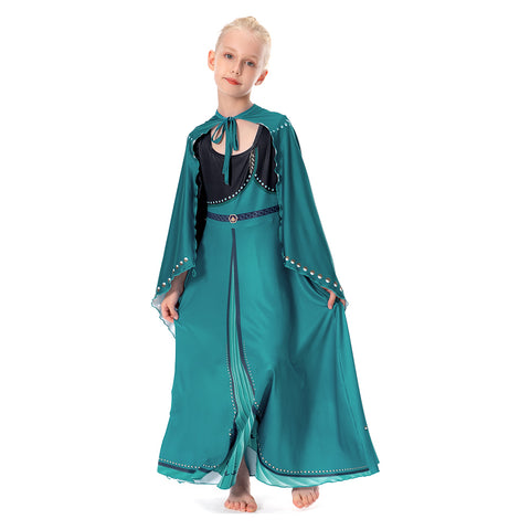 Anna Princess Dress Cloak Costume Halloween Christmas Kids Party Dresses Holiday Girls Clothing