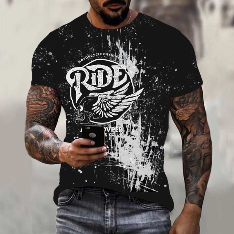 APOLLOVPER Motorcycle Enthusiasm Vintage American crewneck short sleeve man print T-shirt