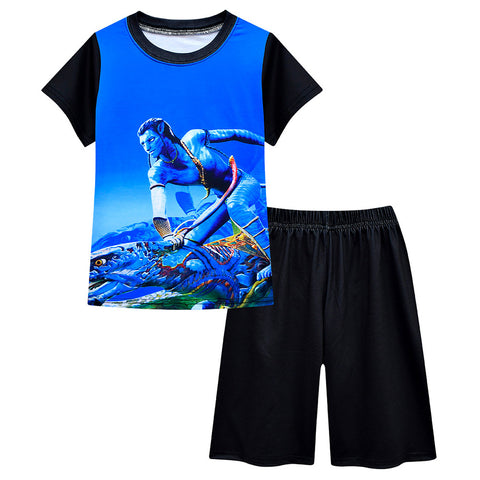 Avatar：The Way of Water Jake Sully Cosplay Costume Kids Children T-shirt Shorts Outfits Halloween Carnival Suit