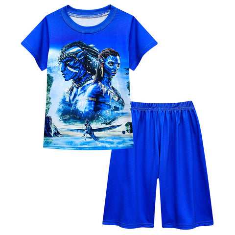 Avatar：The Way of Water Neytiri Cosplay Costume Kids Children T-shirt Shorts Outfits Halloween Carnival Suit