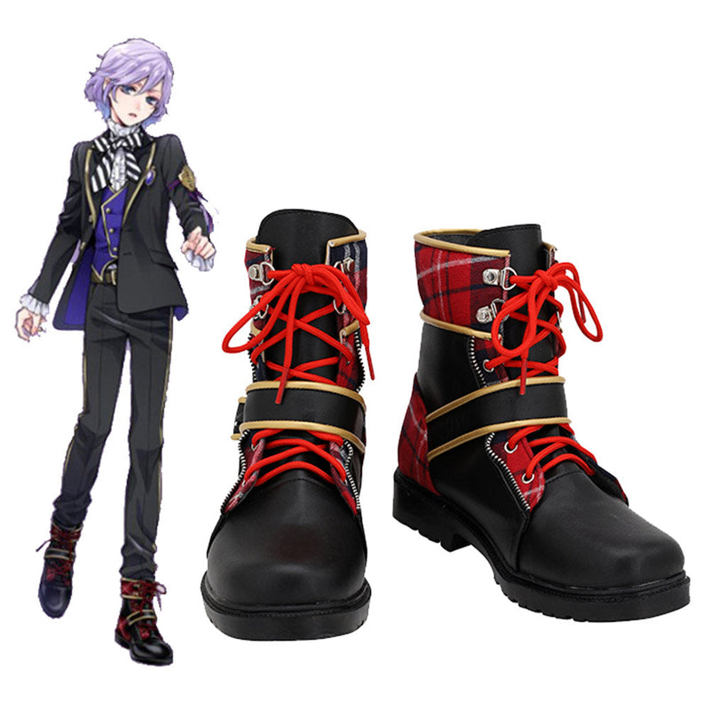 VeeGet Twisted Wonderland Pomefiore Epel Felmier Black Red Boots Cosplay Shoes