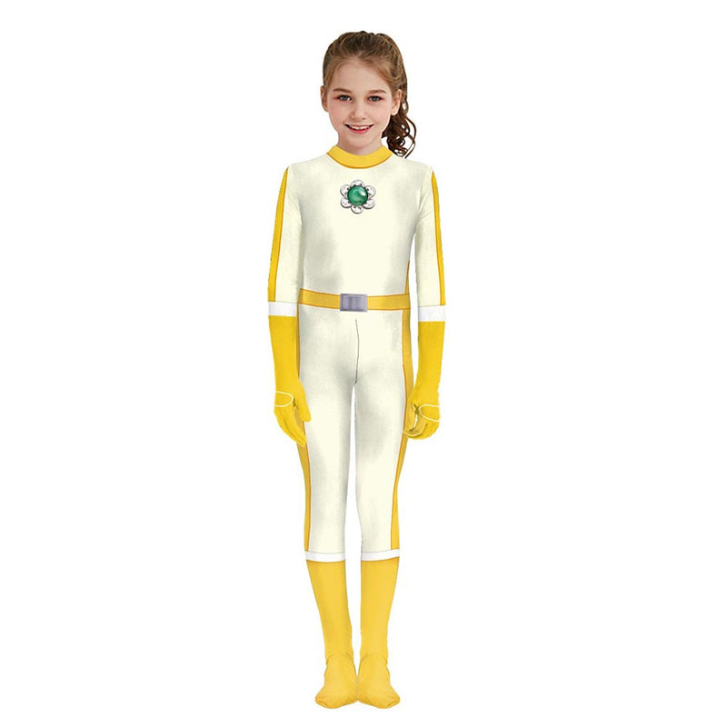 VeeGet The Super Mario Bros. Princess Daisy Kids Girls Cosplay Costume Jumpsuit Outfits Halloween Carnival Suit