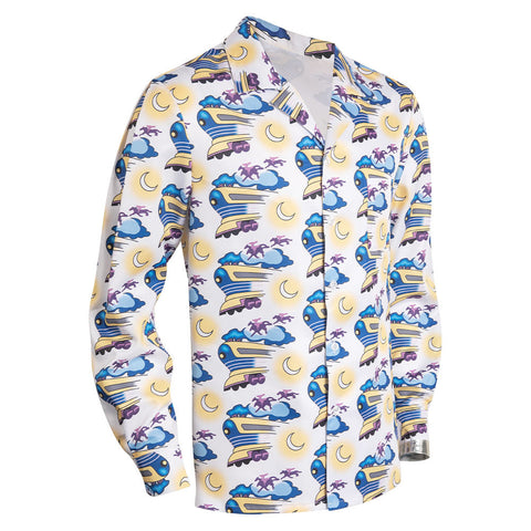 Back to the Future Doc Brown Role Playing Male Adult Printed Shirt Party Carnival Halloween Cosplay Costume