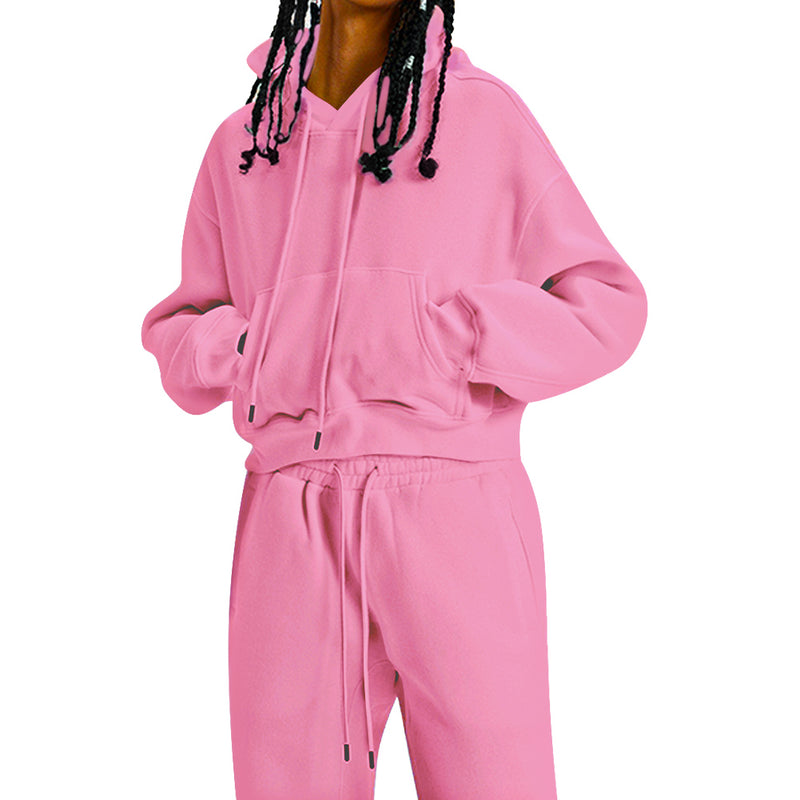 Bacmaze Sweatsuit Women 2 Piece Outfits Hoodies Y2K Long Sleeve Tracksuit Set Pink Crop Jogger Pant 