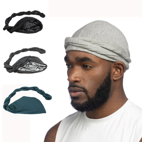 Bandana Pirate Hat Men Silk Silk Lined Head Wrap Hat Elastic Adjustable Fashion Head Scarf Cap