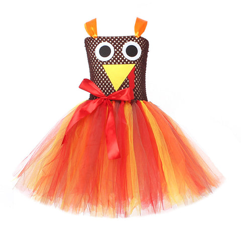 VeeGet Thanks Giving Day Turkey KIds Girls TUTU Dress Cosplay Dress Halloween Carnival Costume Dress Up GirlKidsCostume