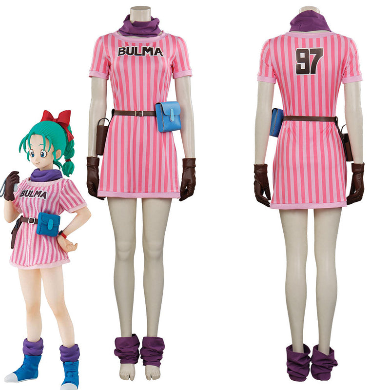 VeeGet VeeGet Anime Dragon Ball Z Bulma Outfits Halloween Carnival Suit Cosplay Costume