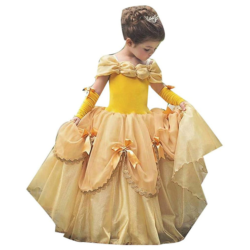 Bella Princess Dress Cosplay Costume Party Clothes Children Halloween Long Ball Gown Birthday Fancy Dress Cotton